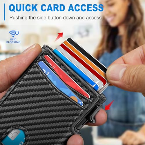 miyozi Men Wallet,with Money Clip Coins Pocket ID Window,Slim Front Pocket RFID Blocking Pop-up Card Holder 3.9"x 2.7", Gift Boxed - Image 5