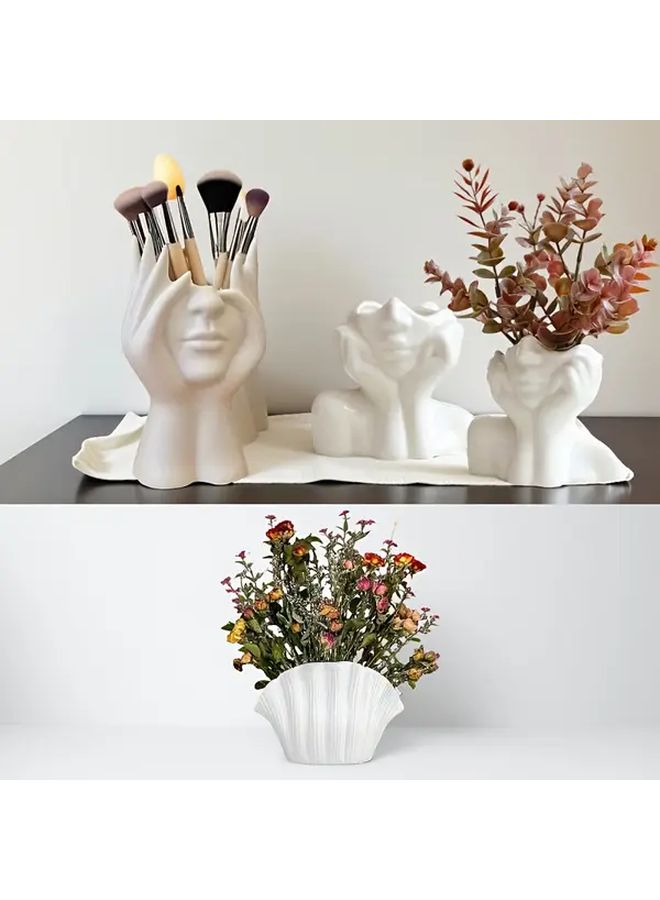 Shell Shaped Desk Organizer Pen Holder Makeup Brush Vase Durable Multi Functional Decor - Image 5