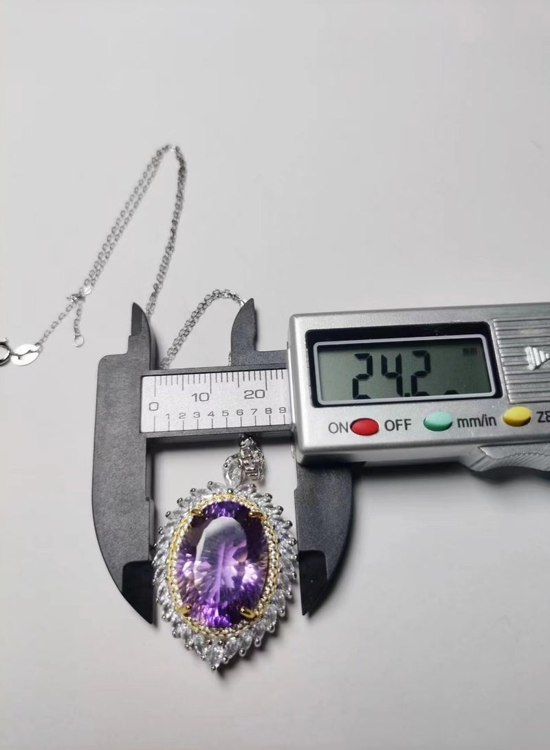 fashion 925 sterling silver with natural gem stone cutted purple crystal necklace  - Image 4