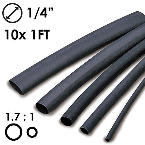 Electriduct Electriduct 1/4" PTFE Heat Shrink Tubing - 1.7 to 1 Ratio - 10x 1FT Sticks (10 Feet Total) - Black  - Image 2