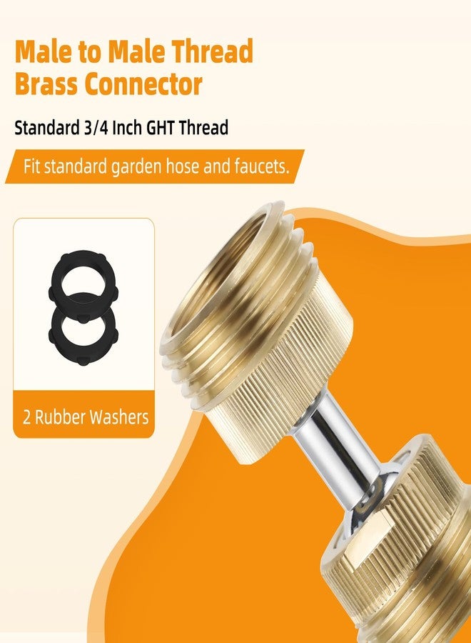 Hibbent Garden Hose Adapter, 3/4 Inch Swivel Brass Garden Hose Protector, Dual Rotation Male to Male Brass Connector with Extra 2 Washers - Image 2