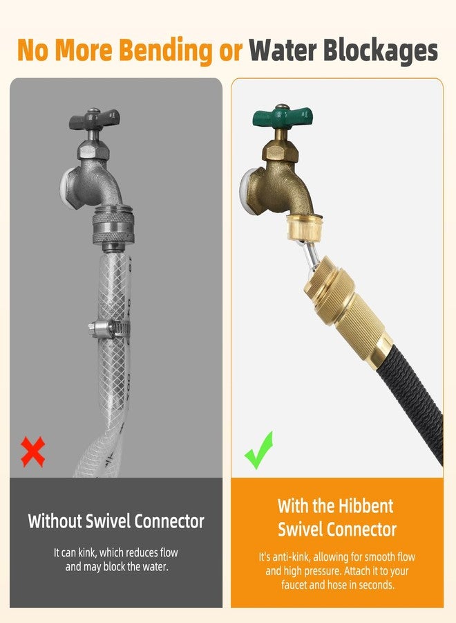 Hibbent Garden Hose Adapter, 3/4 Inch Swivel Brass Garden Hose Protector, Dual Rotation Male to Male Brass Connector with Extra 2 Washers - Image 3