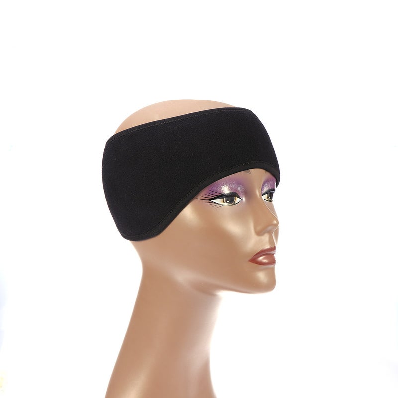 💄 رباط رأس للنساء والرجال سميك شتوي من الصوف قابل للتمدد للوقاية من البرد باللون الأسود - Image 1