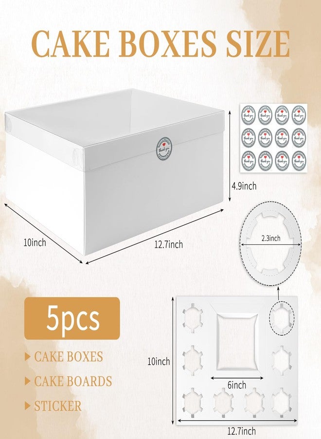 CHENZEM 5 Packs 1+8 bento cake box with Clear Window,1 muffin Cupcakes and 5 fold Cupcakes Box with insert and Stickers, for Valentine'Day Birthday Party Mother's day(White, 1+8(5 Pack)) - Image 2