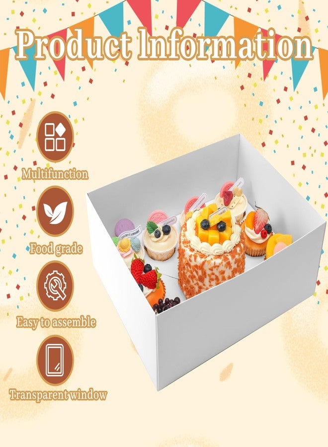 CHENZEM 5 Packs 1+8 bento cake box with Clear Window,1 muffin Cupcakes and 5 fold Cupcakes Box with insert and Stickers, for Valentine'Day Birthday Party Mother's day(White, 1+8(5 Pack)) - Image 3