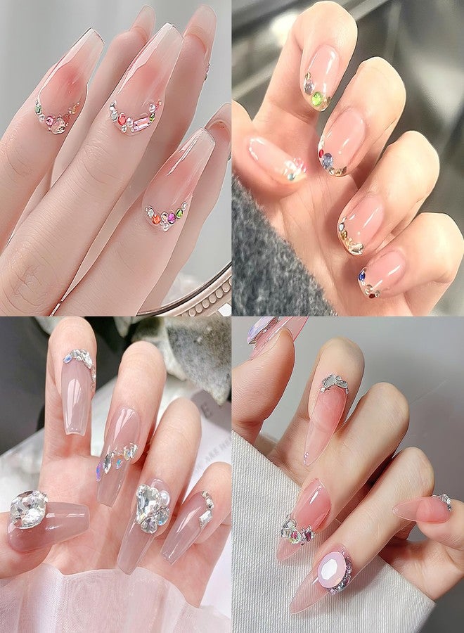 Jremg Silver Rhinestones Nail Art Charms Multi Shape Crystal Flat Back Nail Gems Kawaii Crystals Nail Diamond 3D Mini Heart Star Flower Geometric Nail Crafts for Women Girls Nail Supplies 2000Pcs - Image 5