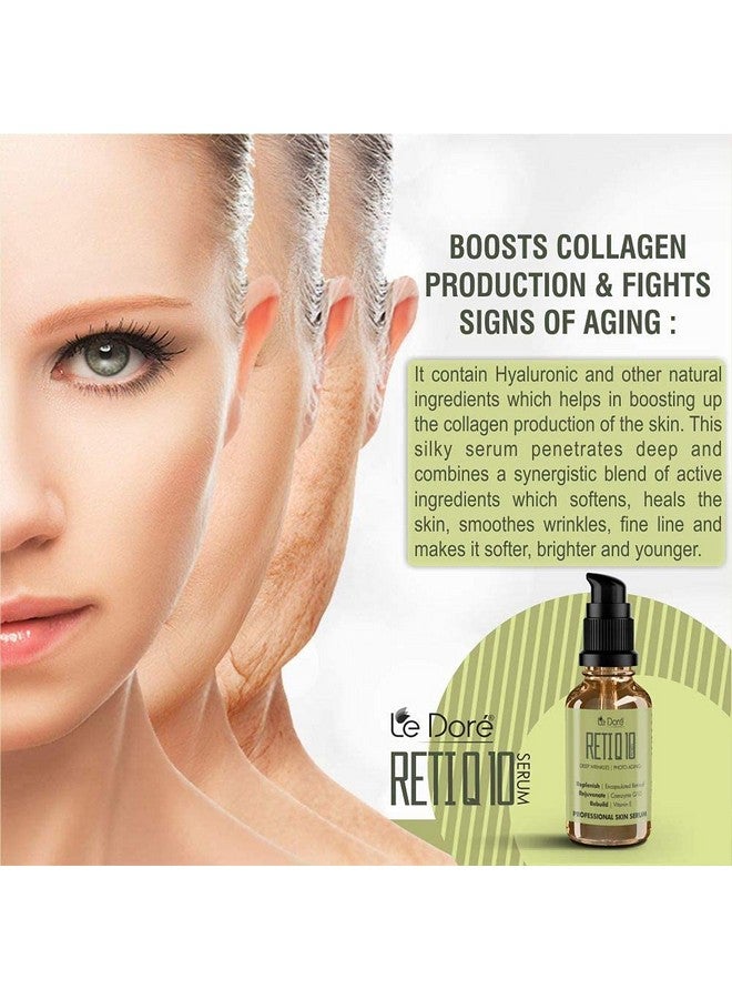 Le Dore Retiq10 Encapsulated Retinol 1% Coenzyme Q10 Vitamin E Hyaluronic Acid Bakuchiol Extract Plant Based Ceramide & Bisabolol Facial Serum For Anti Aging Boost Collagen Glowing Skin (15 Ml) - Image 3
