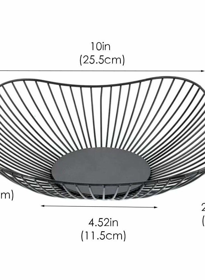 7UYUU 7U Metal Wire Fruit Basket Bowl Container for Modern Kitchen Countertop, Large Table Centerpiece Dish Holder for Bread, Decorative Household Items - Black Square Black - Image 5