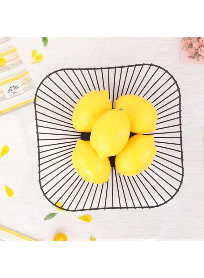 7UYUU 7U Metal Wire Fruit Basket Bowl Container for Modern Kitchen Countertop, Large Table Centerpiece Dish Holder for Bread, Decorative Household Items - Black Square Black - Image 4