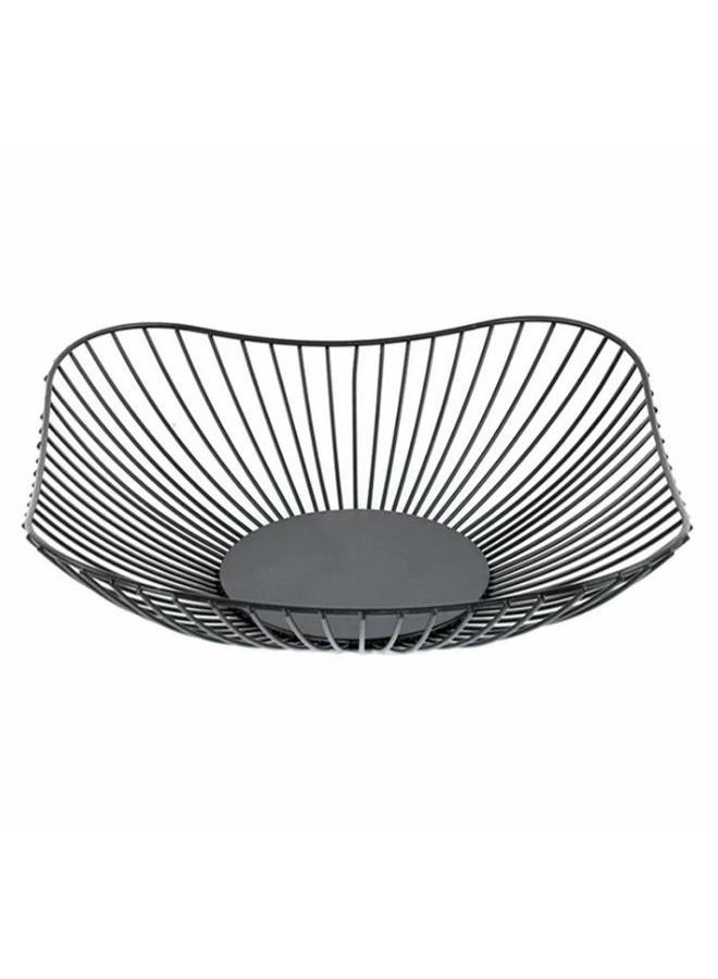 7UYUU 7U Metal Wire Fruit Basket Bowl Container for Modern Kitchen Countertop, Large Table Centerpiece Dish Holder for Bread, Decorative Household Items - Black Square Black - Image 1