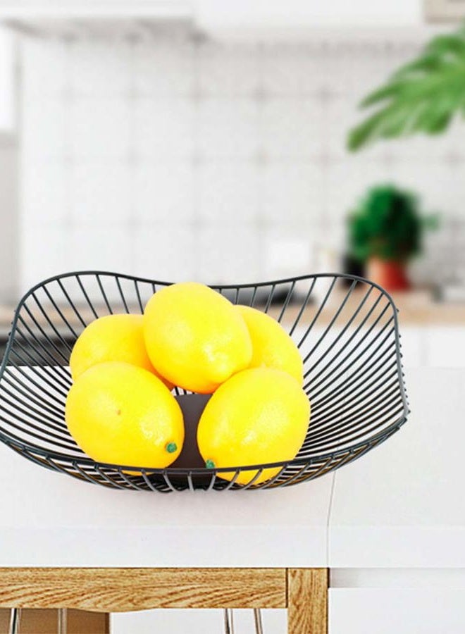 7UYUU 7U Metal Wire Fruit Basket Bowl Container for Modern Kitchen Countertop, Large Table Centerpiece Dish Holder for Bread, Decorative Household Items - Black Square Black - Image 3