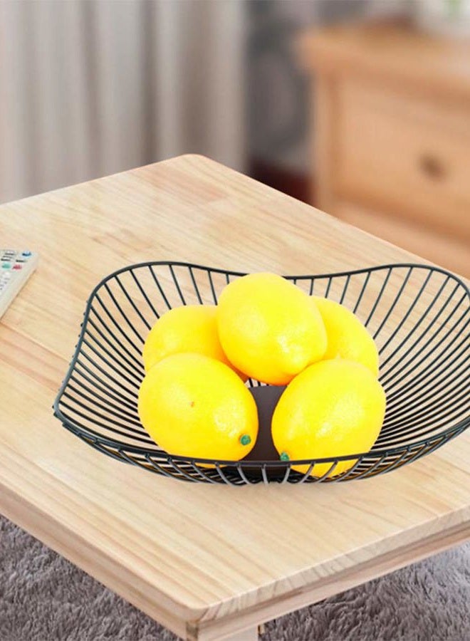 7UYUU 7U Metal Wire Fruit Basket Bowl Container for Modern Kitchen Countertop, Large Table Centerpiece Dish Holder for Bread, Decorative Household Items - Black Square Black - Image 2