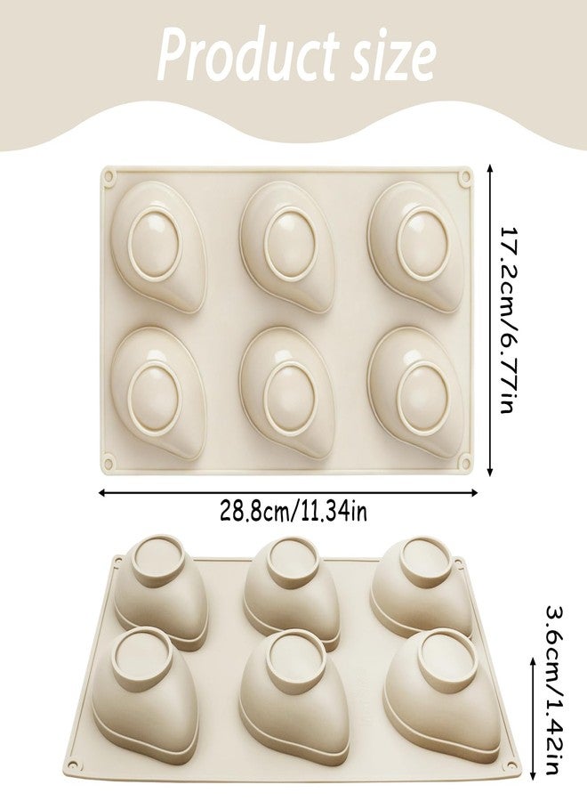 Fchil Mango Mousse Cake Silicone Molds, 6-Cavity Non-Stick Tropical Fruit Dessert Baking Pan for Chocolate Pudding Jello Ice Cube, 11.3 x 6.8 x 1.4 inches - Image 2