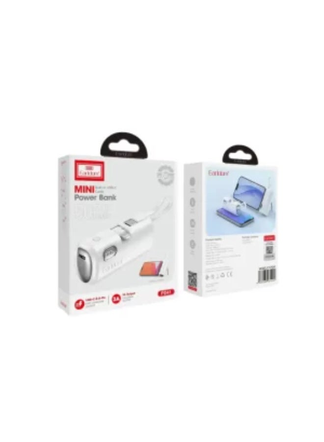 Earldom PD41 5000mAh 22.5W Mini Power Bank – White - Image 3