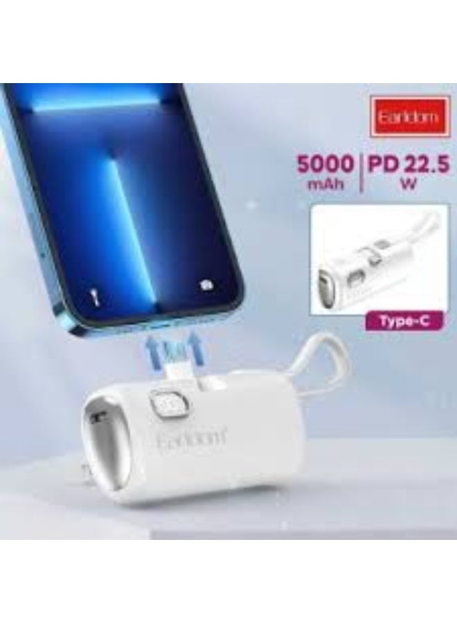 Earldom PD41 5000mAh 22.5W Mini Power Bank – White - Image 5