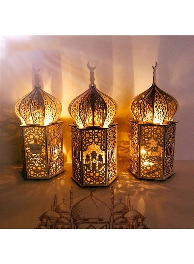 إي سي لوكس زينة رمضان، مصباح ليلي خشبي يعمل بتقنية LED، زينة رمضانية للمنزل، ديكور لحفلات ومناسبات عيد الفطر المبارك، مصباح طاولة مكتبي (قطعة واحدة). - Image 4