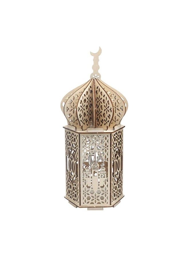 إي سي لوكس زينة رمضان، مصباح ليلي خشبي يعمل بتقنية LED، زينة رمضانية للمنزل، ديكور لحفلات ومناسبات عيد الفطر المبارك، مصباح طاولة مكتبي (قطعة واحدة). - Image 5