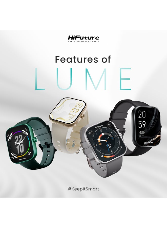 HiFuture HiFuture LUME Fashion Smartwatch, Aluminum 1.85 inch IPS Display Powered by Dual Core. 2.5D Dynamic U   Aerospace-Grade Ultra Light Aluminum Bluetooth Call 1ATM Waterproof 24/7 True heart rate & Blood oxygen sensor  100+ Sports Mode Up to 12 days daily use  - Image 2
