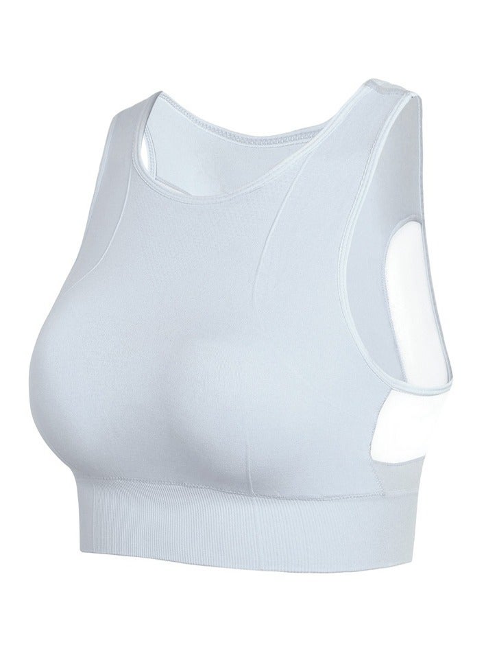 AROAQ Full Coverage Longline Sports Bra, Shockproof Fitness Yoga Running Sports Bra,  Seamless Quick-drying Medium Impact Push Up Tank Top For Yoga Gym Workout, (Size M, White) - Image 1