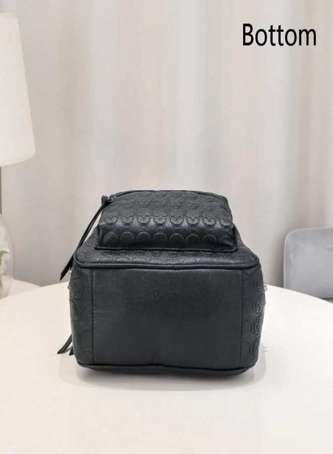 AlwaySky Women Punk Rivets Backpack Skull Printed Daypack Purse PU Leather Shoulder Bags Satchel Black - Image 5