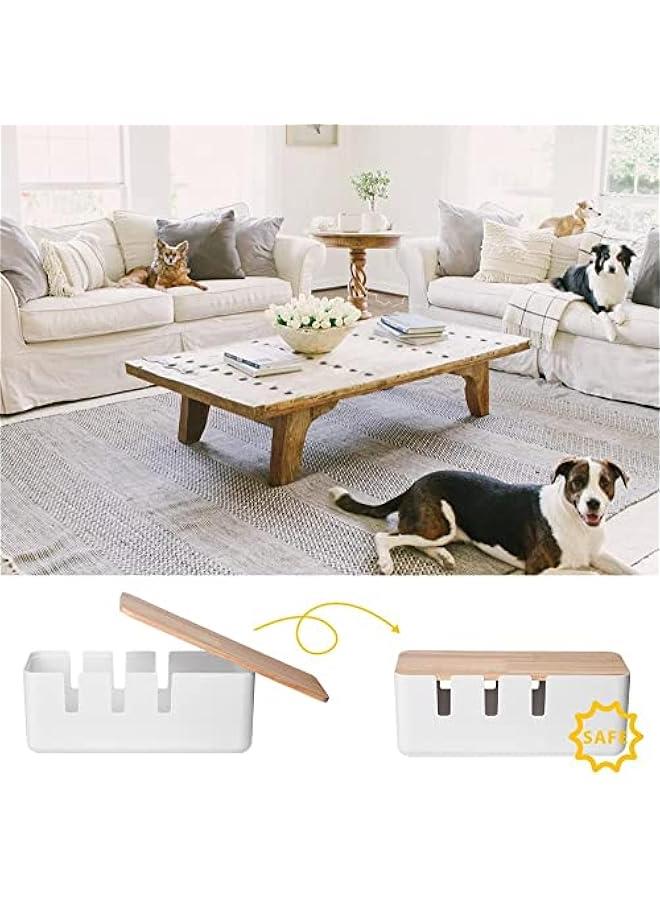 موكسو صدوق تظيم الكيلات م الميكاكوز، مظم اسلاك 12 × 5 × 4.5 اش مع غطاء م الخيزرا، شرائط الطاقة للحماية م ادفاع التيار لتغطية واخفاء شرائط الطاقة والاسلاك للمكت والتلفزيو والكميوتر وظام موزع - Image 4