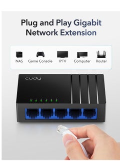 cudy Cudy GS105D 5 Port Gigabit Ethernet Switch Desktop Ethernet Splitter Plastic Case Unshielded Switch Plug & Play  - Image 2