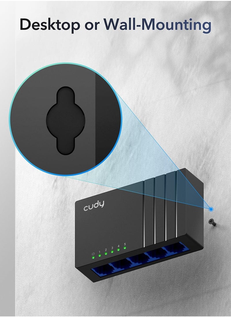 كودي - Cudy GS105D 5 Port Gigabit Ethernet Switch Desktop Ethernet Splitter Plastic Case Unshielded Switch Plug & Play - Image 1