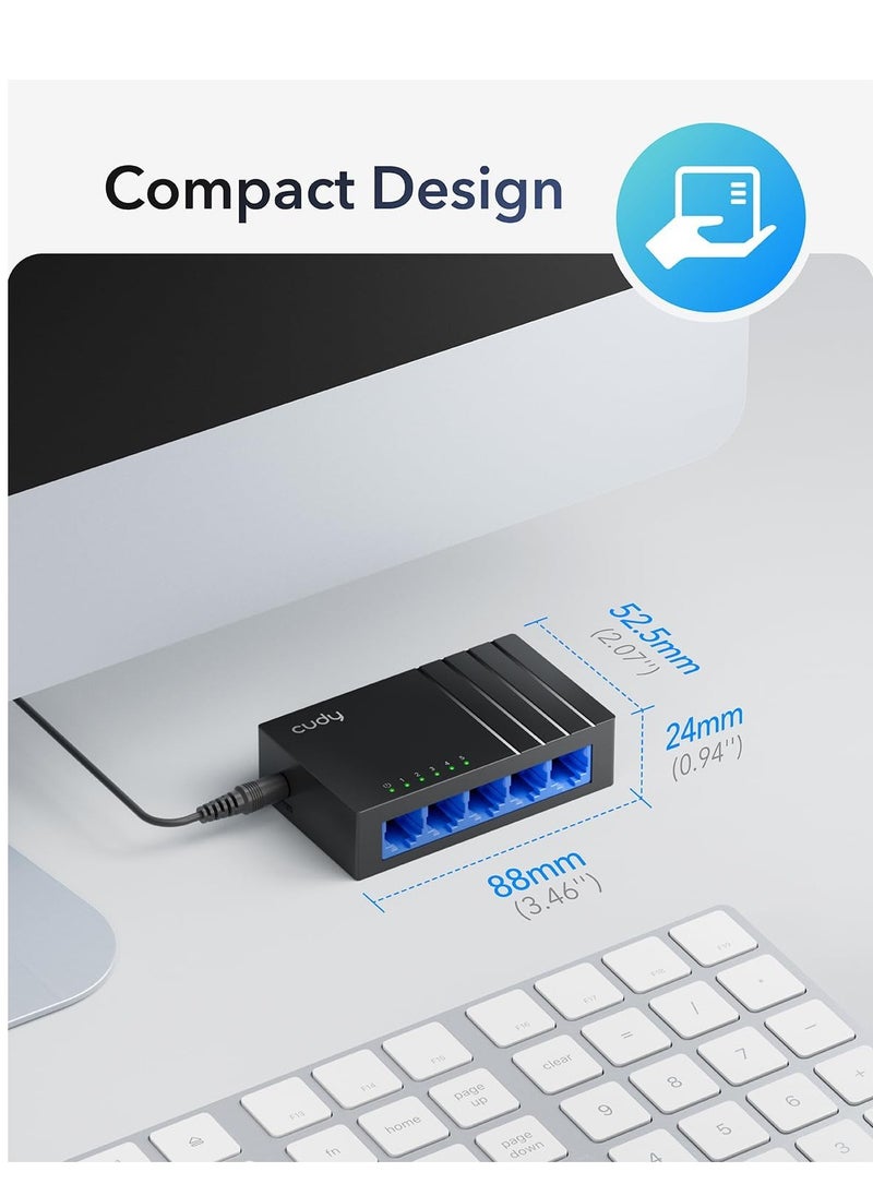 كودي - Cudy GS105D 5 Port Gigabit Ethernet Switch Desktop Ethernet Splitter Plastic Case Unshielded Switch Plug & Play - Image 1