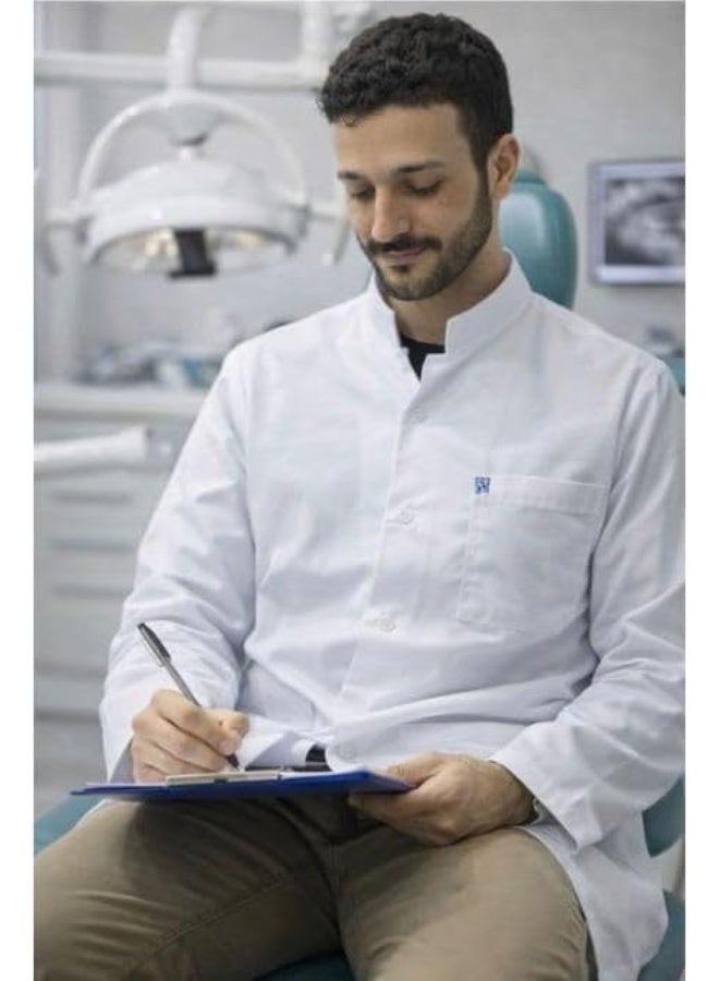 Classic Professional Dentist Lab Coat for Men and Women Lightweight Comfortable Long Sleeve Design - Image 2