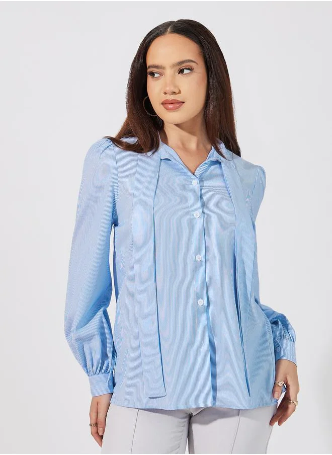 Styli Striped Relaxed Fit Shirt with Button Placket
