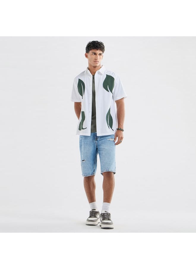FAV - Leaf Applique Detail Shirt with Short Sleeves - Image 1