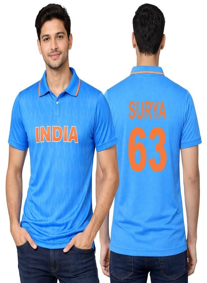 CAMBRIDGE | Suryakumar 63 | Team India Fan Jersey | Cricket T-Shirt | Regular Fit Tshirt | T20 Worldcup | Lightweight Breathable Sportswear | Cricket Blue T-Shirt for Men - Large - Image 1
