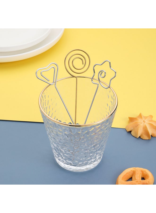 Creative 304 Stainless Steel Fruit Stick Japanese Style Cocktail Decorative Sign Name Card Holder Household Simple Fruit Fork-Color:Star Fruit Sign (Golden)  - Image 4