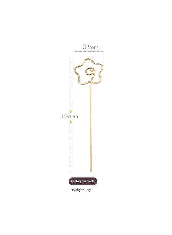 Creative 304 Stainless Steel Fruit Stick Japanese Style Cocktail Decorative Sign Name Card Holder Household Simple Fruit Fork-Color:Star Fruit Sign (Golden)  - Image 1