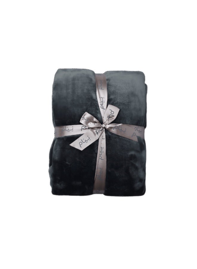 Neyam Winter sleeping blanket made of 100% polyester, size 200 × 150 cm – soft and comfortable velvet blanket, double-sided with a gray color on both sides. - Image 1
