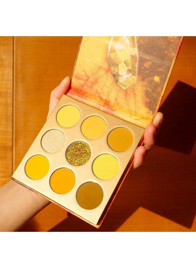 docolor - Eyeshadow Palette 9 Colors Gemstone Shadow Palette Highly Pigmented Mattes Shimmers Naked Smokey Glitter Cream Colorful Powder Blendable Long Lasting Waterproof Makeup PaletteYellow - Image 1
