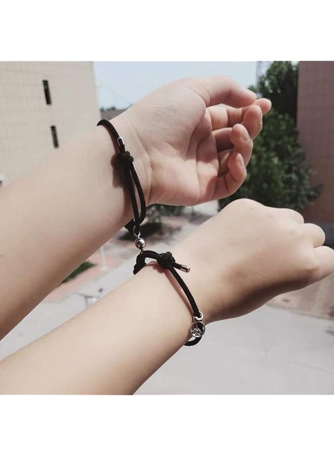 Pingyongchang 2Pcs Magnetic Mutual Attraction Couple Bracelet Adjustable Handmade Vows Of Eternal Braided Rope Jewelry Gifts For Lover Metal Acrylic Alloy - Image 2