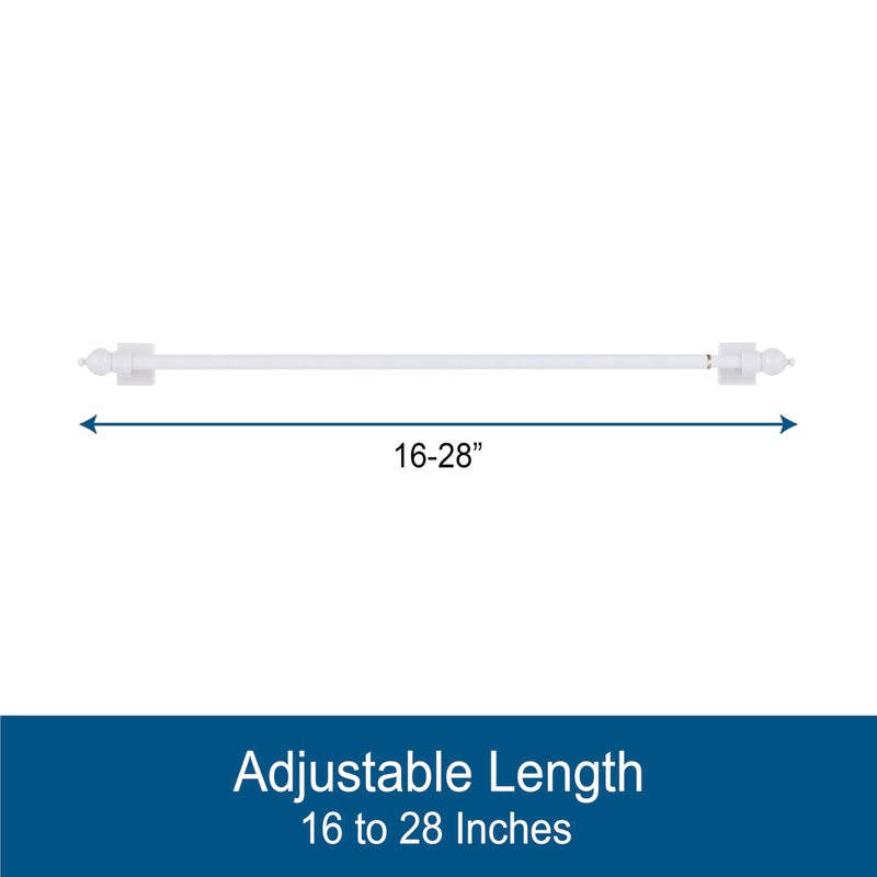 Kenney 7/16" Multi-Use Adjustable Petite Cafe Magnetic Rod, 16-28", White - Image 4