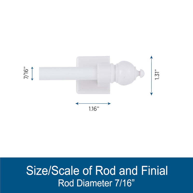 Kenney 7/16" Multi-Use Adjustable Petite Cafe Magnetic Rod, 16-28", White - Image 3