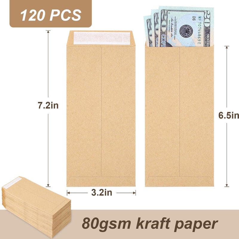 Joyberg 120 PCS Money Envelopes for Cash Kraft Paper, 6.5”x3.2” Small Cash Envelopes for Money Self-Adhesive, Money Saving Challenge Coin Envelopes for Coin, Check, Cash, Budget, Small Item Organizer - Image 2