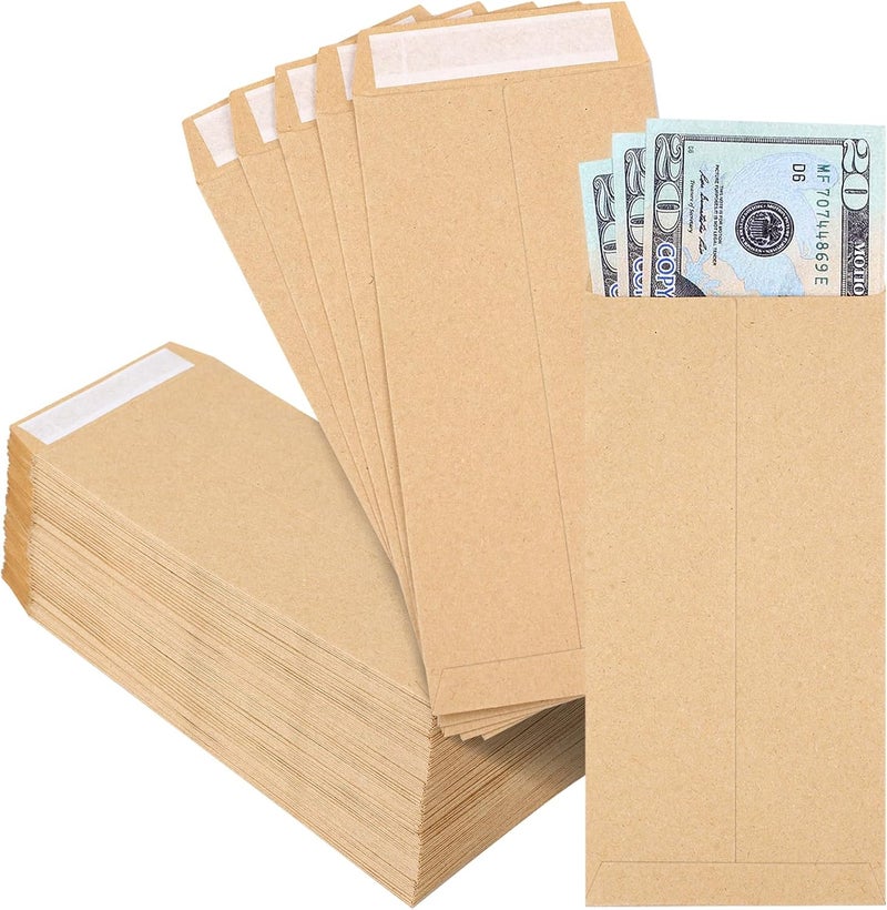 Joyberg 120 PCS Money Envelopes for Cash Kraft Paper, 6.5”x3.2” Small Cash Envelopes for Money Self-Adhesive, Money Saving Challenge Coin Envelopes for Coin, Check, Cash, Budget, Small Item Organizer - Image 1