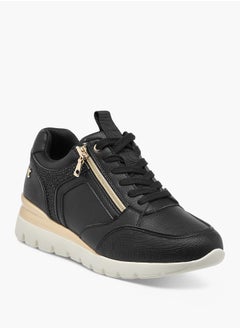 Le Confort Women Panelled Sneakers with Lace-Up Closure and Wedge Heels  - Image 2