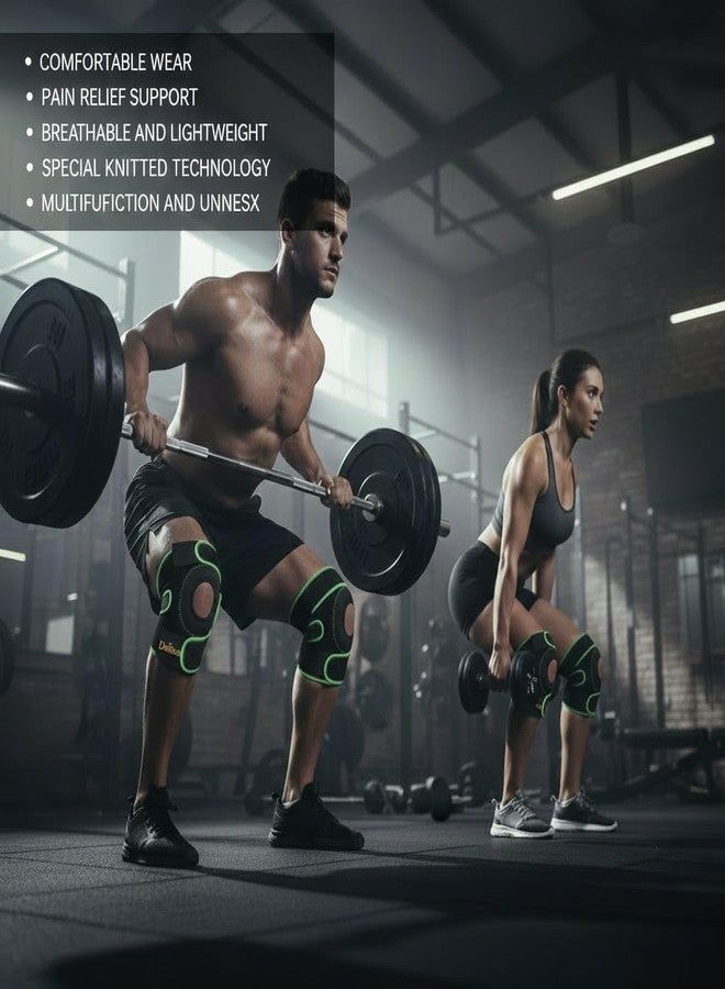 DOLTAS Knee Brace Pair Neon Green - Open Pateela Knee Support for Gym, Running, Arthritis, Joint Pain & Injury Recovery Men & Women| Stabilizes Kneecap & Relieves Knee Pain (2 Pcs) - Image 2