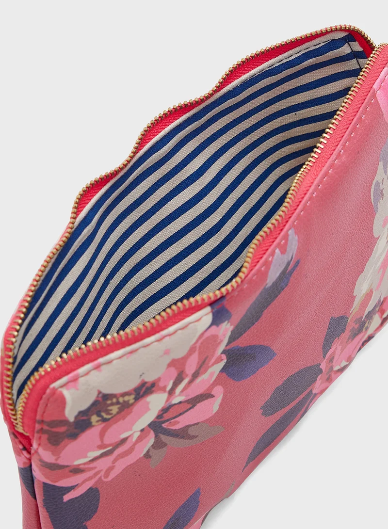 Joules Pink Floral Pencil Case Zippered