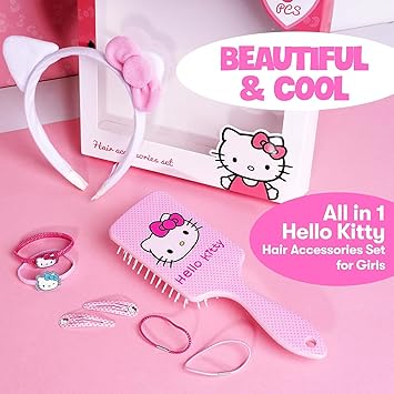 Hello Kitty Hair Accessories Gift Set Includes Hello Kitty Hair Brush Headband Hair Clips Elastics Perfect Hello Kitty Gifts for Girls Kids Cute Hello Kitty Accessories for Everyday Use - Image 3