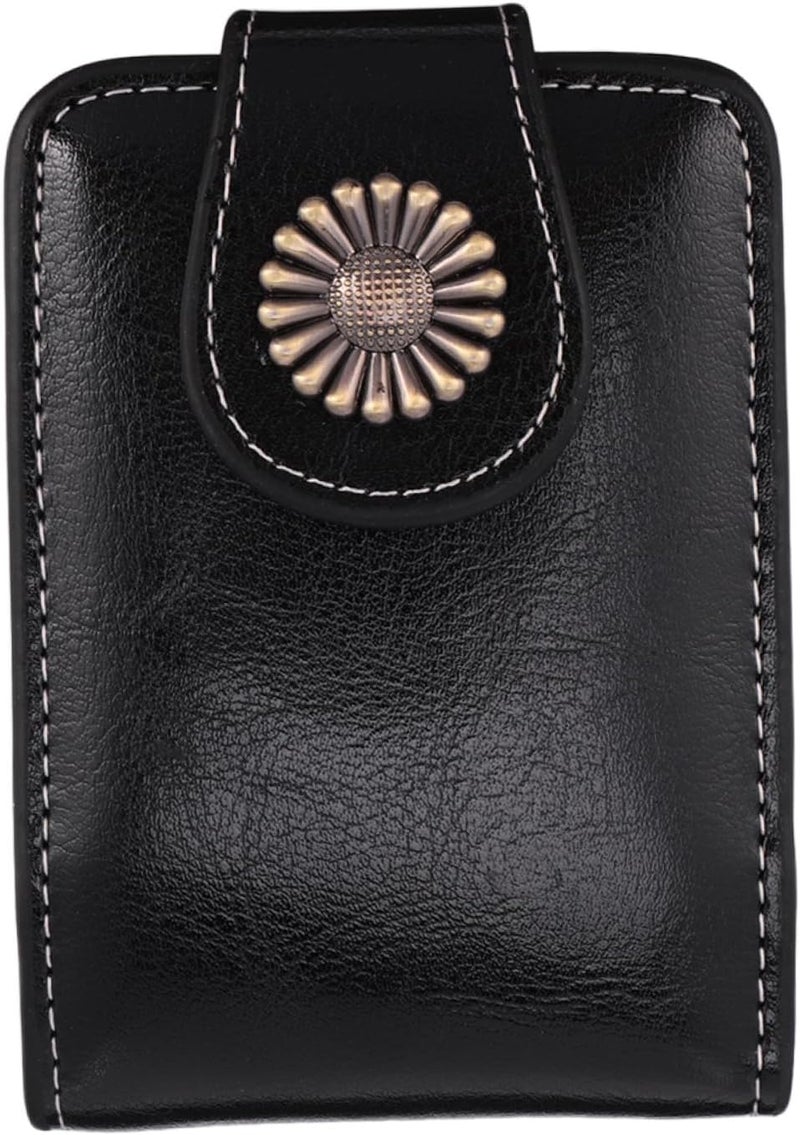 KICHOUSE Small Lipsticks Pouch with Built-in Mirror, Pu Leather Lipsticks Carrying Case for Travel, Portable Lip Gloss Cosmetic Bag in Black - Image 1