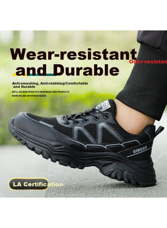 Dinggu Men'S Safety Shoes Anti-Smashing Anti-Piercing Breathable Steel Toe Lightweight Four Seasons 1078 Black Grey W43 - Image 3