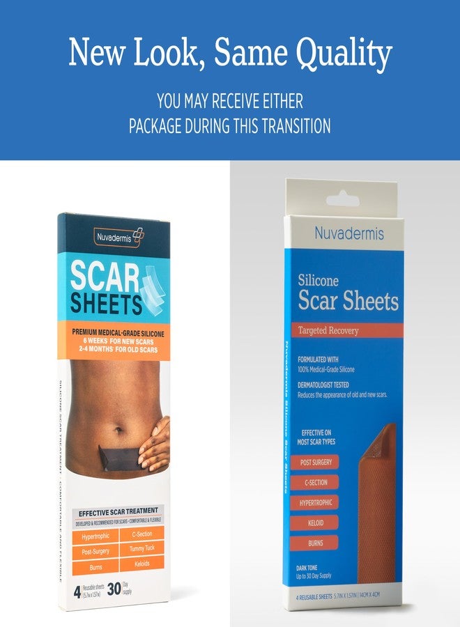 NUVADERMIS Silicone Scar Sheets – Extra Long Medical-Grade Scar Sheets for C-Section, Tummy Tuck, Keloid, and Surgical Scars – Reusable and Effective – Pack of 4 – Dark Tone - Image 2