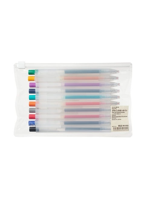 Smooth Gel Knock Type Pen 0.5Mm 10 Colors Set (Japan Import)