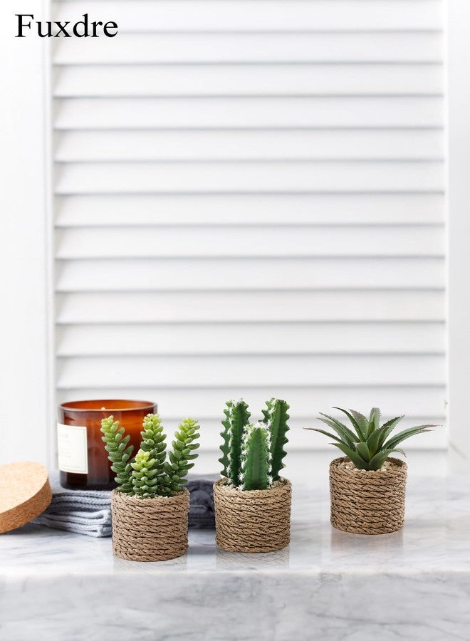 Fuxdre Artificial Succulent Plants, Mini 3 pcs Realistic Succulents with Vintage Plastic Waterproof Pot, Fake Succulents Decor for Home, Office, Bathroom, Living Room, Desk, Shelf and Table - Image 4